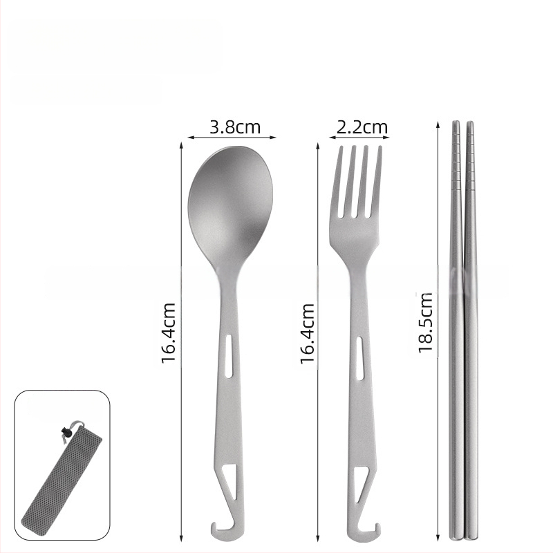 Kempingo įrankiai: 4-in-1 šaukštas sriubai, salotoms, pyragui ir vaisiams su butelių atidarytuvu; grynas titanas, šiuolaikiškas minimalistinis stilius, nešiojamas