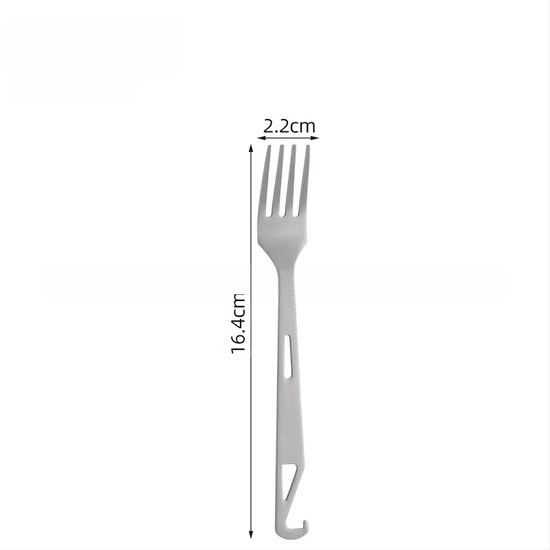 Kempingo įrankiai: 4-in-1 šaukštas sriubai, salotoms, pyragui ir vaisiams su butelių atidarytuvu; grynas titanas, šiuolaikiškas minimalistinis stilius, nešiojamas