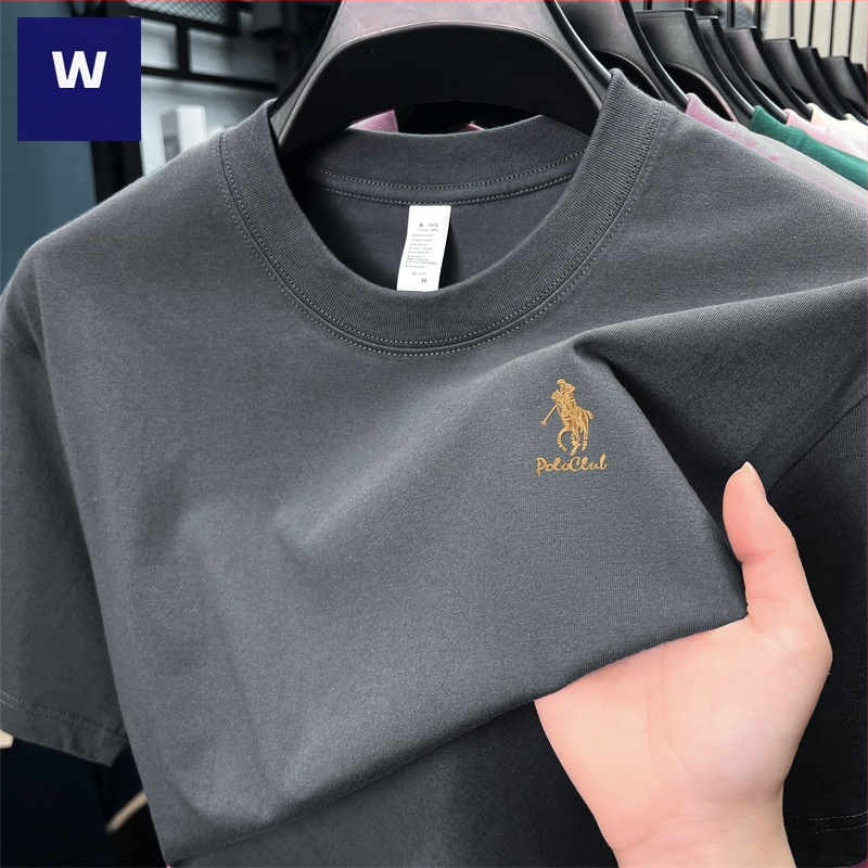 Meeste puuvillasegust T-särk ümmarguse kaeluga ja tikandiga, vaba lõige, lühikeste varrukatega (96% puuvill, tikand, vaba lõige)