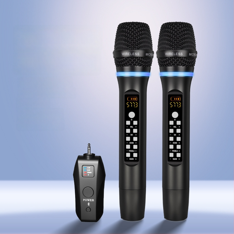 Bezvadu mikrofons ar reverberāciju un regulējamu augstu un zemā basu skaņai mājas un KTV lietošanai, Bluetooth 4.0, iekšējā akumulatora jauda 800–1000 mAh, frekvenču diapazons 100 Hz–20 kHz, SNR ≥100 dB, darbības laiks 6–8 stundas