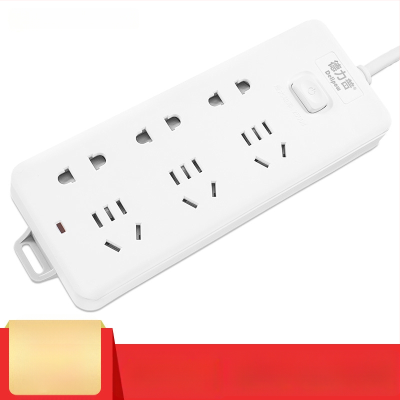 Delipu 8 lizdų kištukinė su laidu, namų ir biuro naudojimui – 220-250V, 2500W, varinis laidininkas, PP korpusas