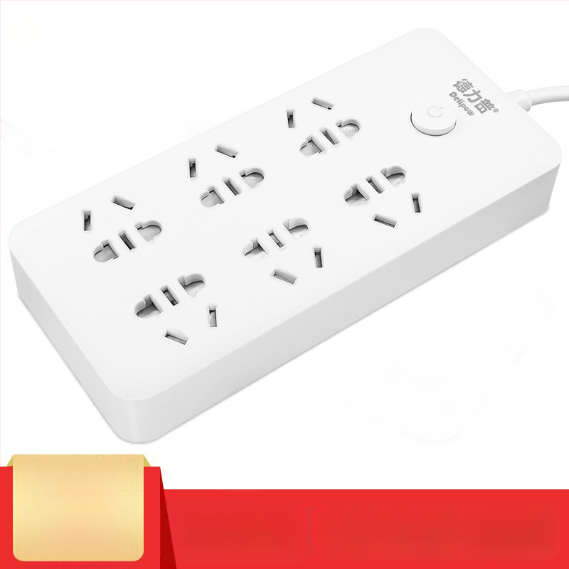 Delipu 8 lizdų kištukinė su laidu, namų ir biuro naudojimui – 220-250V, 2500W, varinis laidininkas, PP korpusas