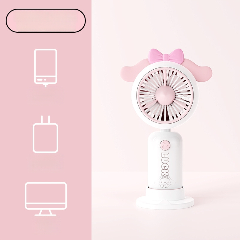 Rokas karikatūras dizaina pūtējs ar drukātu rokturi un karikatūras ausīm, uzlādējams, iebūvēta akumulatora kapacitāte 100-300 mAh, 5V, 5W, troksnis 36-45 dB, akumulatora darbības laiks 0-1 h