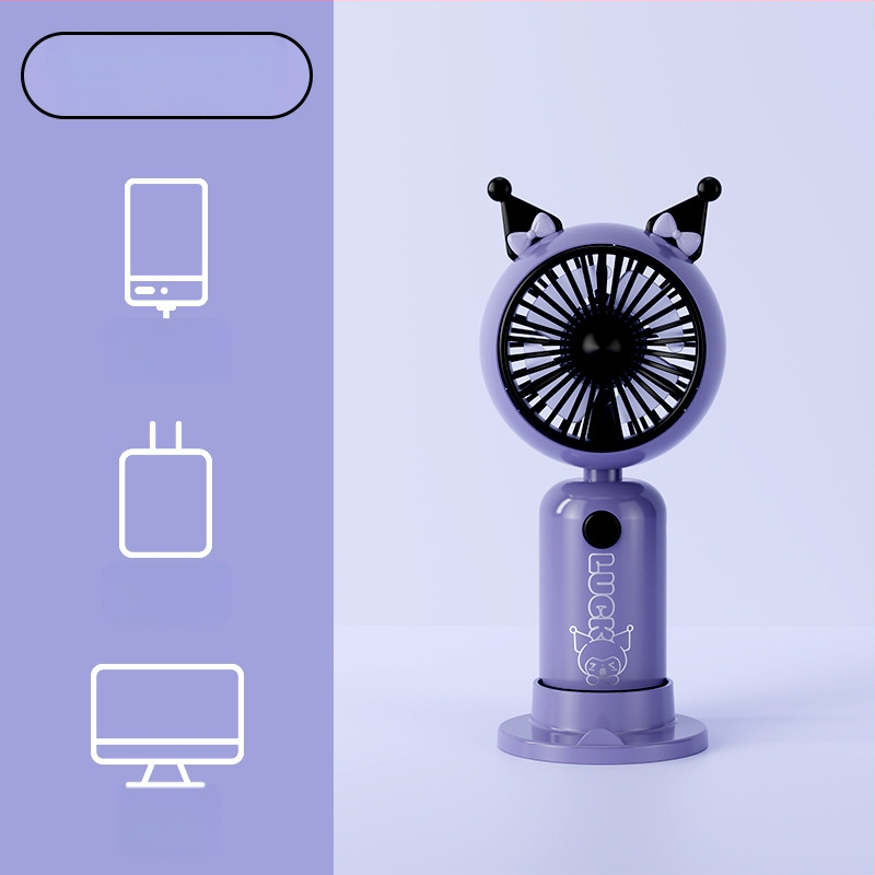 Rokas karikatūras dizaina pūtējs ar drukātu rokturi un karikatūras ausīm, uzlādējams, iebūvēta akumulatora kapacitāte 100-300 mAh, 5V, 5W, troksnis 36-45 dB, akumulatora darbības laiks 0-1 h