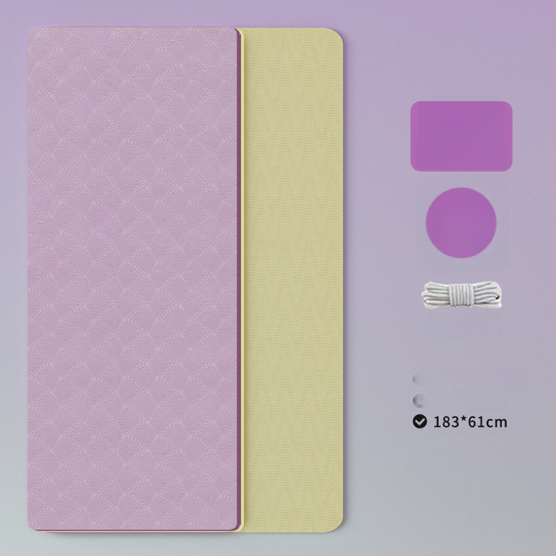 TPE jooga matt – kokkupandav, eriti lai, eriti paks, libisemisvastane, löögisummutav, vaikne; Materjal: TPE; Paksus: 6 mm; Kaal: 490 g; Mustrid: Positsioonijooned