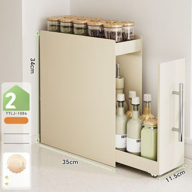 Traukiama prieskonių lentyna virtuvėje, siaura kraštinė, anglies plienas, prieskonių butelių organizatorius, ant stalviršio, minimalistinis stilius