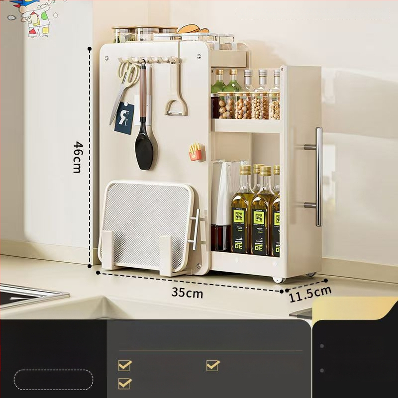 Traukiama prieskonių lentyna virtuvėje, siaura kraštinė, anglies plienas, prieskonių butelių organizatorius, ant stalviršio, minimalistinis stilius