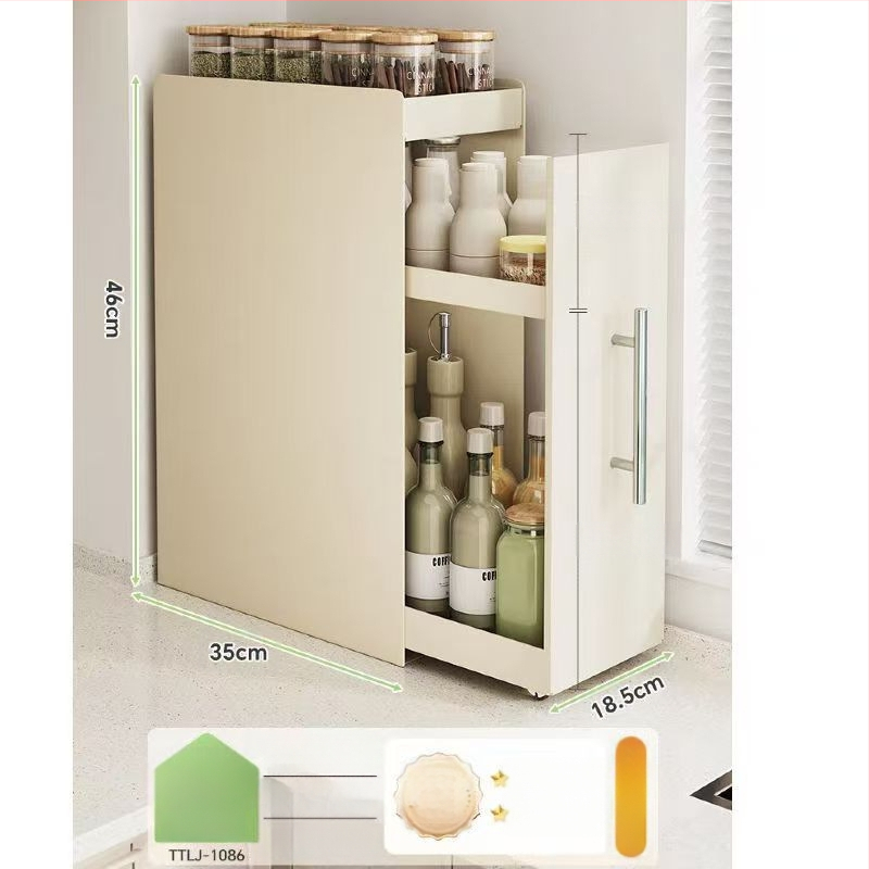 Traukiama prieskonių lentyna virtuvėje, siaura kraštinė, anglies plienas, prieskonių butelių organizatorius, ant stalviršio, minimalistinis stilius