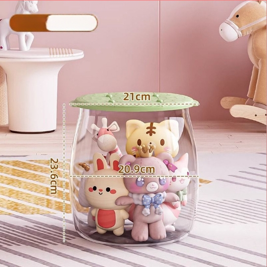 Plastikinis žaislų laikymo suolas, apvalios formos, 18L talpa, 150 kg apkrova, daugiafunkcis