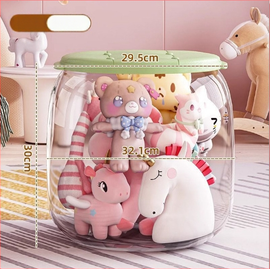 Plastikinis žaislų laikymo suolas, apvalios formos, 18L talpa, 150 kg apkrova, daugiafunkcis