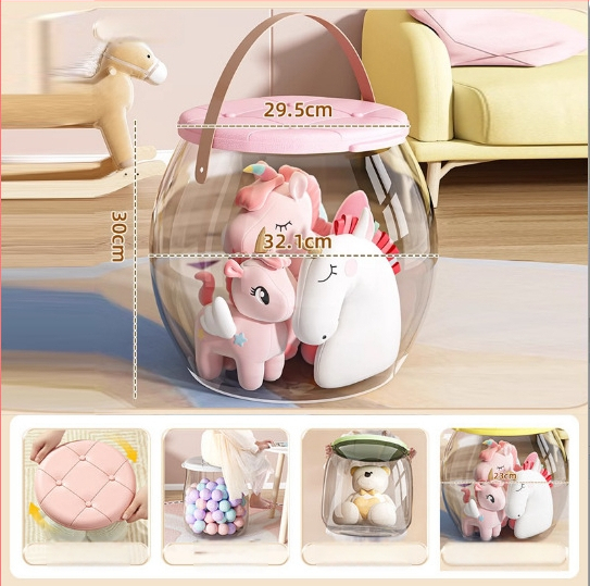 Plastikinis žaislų laikymo suolas, apvalios formos, 18L talpa, 150 kg apkrova, daugiafunkcis