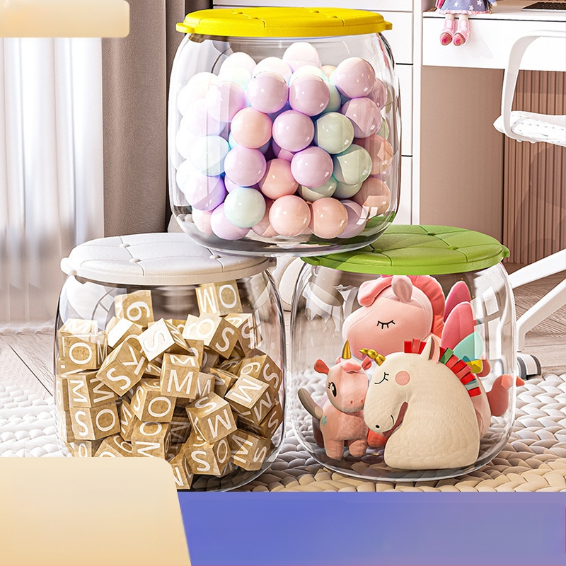 Plastikinis žaislų laikymo suolas, apvalios formos, 18L talpa, 150 kg apkrova, daugiafunkcis