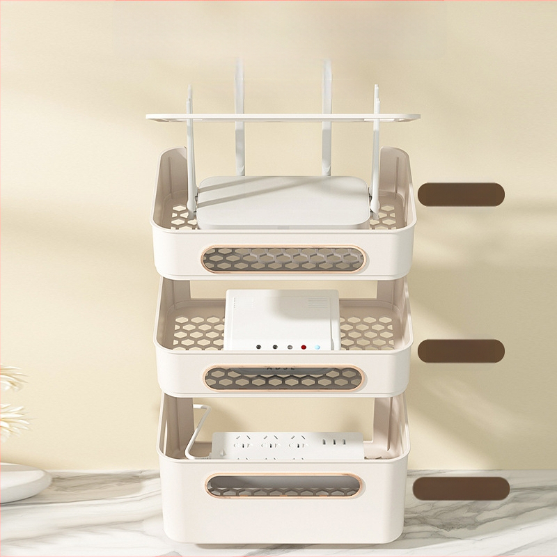 Plastikinė maršrutizatoriaus ir set-top dėžutės saugojimo dėžė – paprastas šiuolaikiškas dizainas, laidų tvarkymas svetainėje, 2024 m. modelis