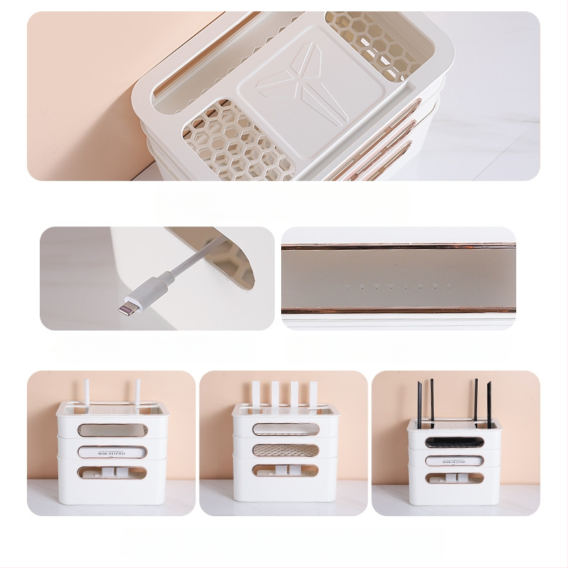 Plastikinė maršrutizatoriaus ir set-top dėžutės saugojimo dėžė – paprastas šiuolaikiškas dizainas, laidų tvarkymas svetainėje, 2024 m. modelis