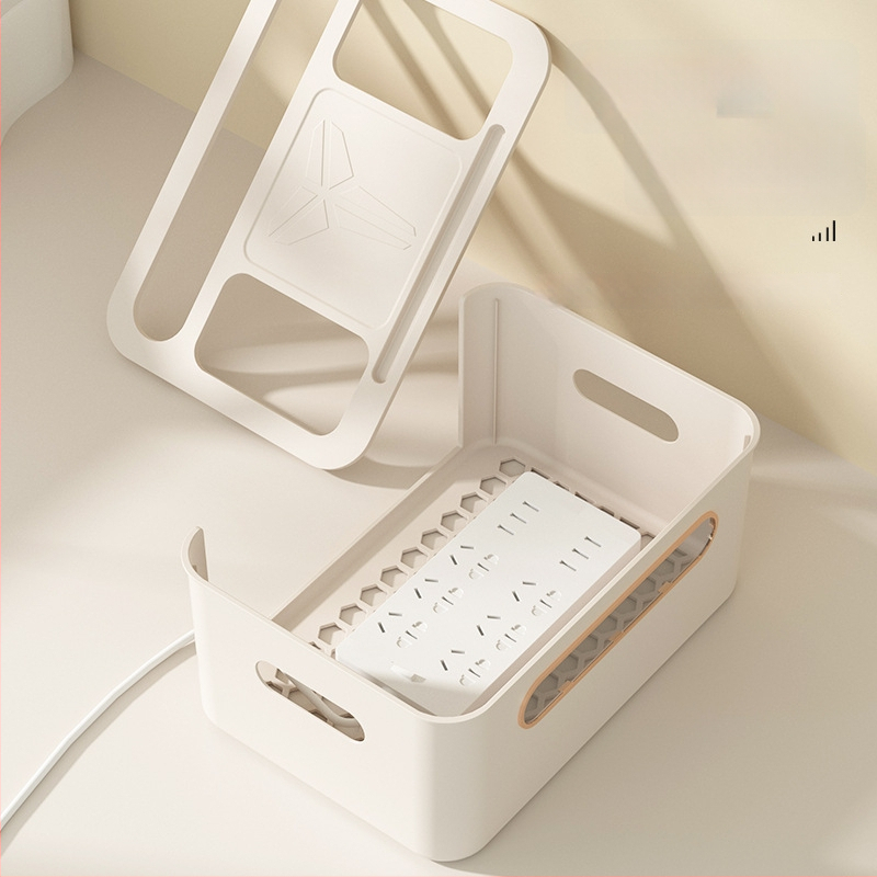 Plastikinė maršrutizatoriaus ir set-top dėžutės saugojimo dėžė – paprastas šiuolaikiškas dizainas, laidų tvarkymas svetainėje, 2024 m. modelis