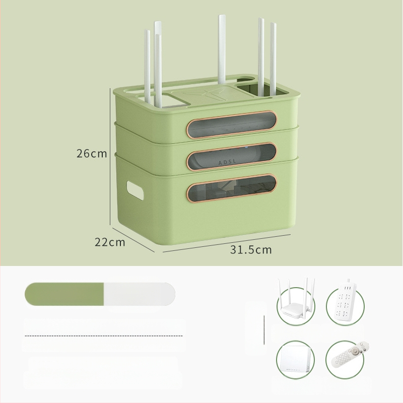 Plastikinė maršrutizatoriaus ir set-top dėžutės saugojimo dėžė – paprastas šiuolaikiškas dizainas, laidų tvarkymas svetainėje, 2024 m. modelis