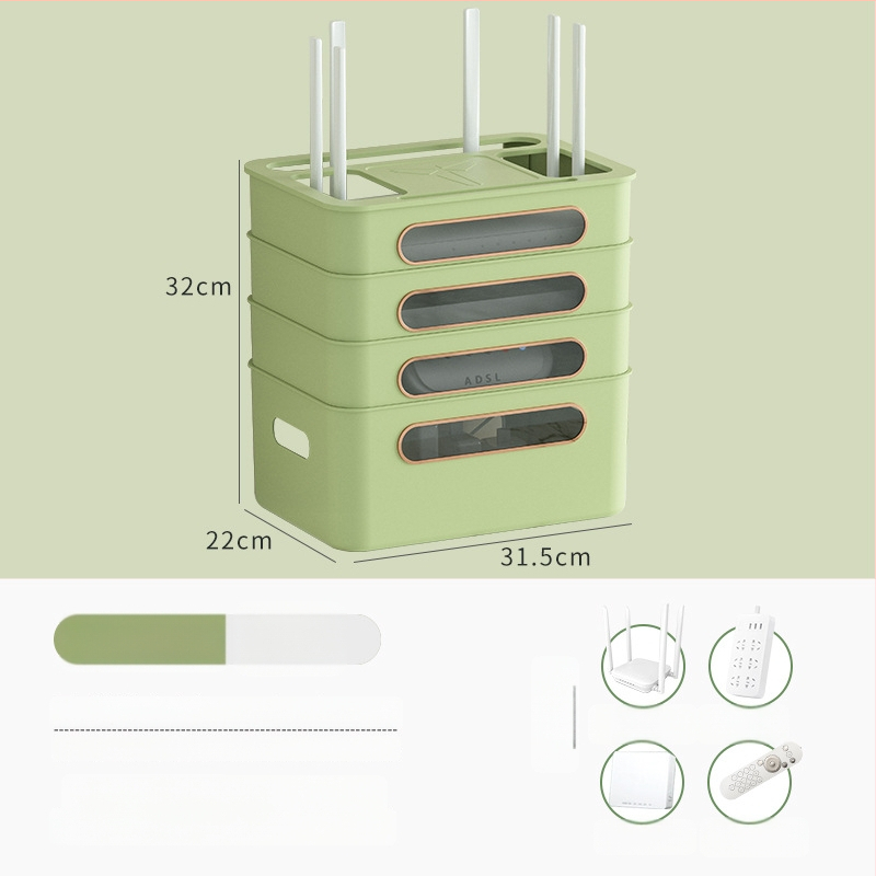 Plastikinė maršrutizatoriaus ir set-top dėžutės saugojimo dėžė – paprastas šiuolaikiškas dizainas, laidų tvarkymas svetainėje, 2024 m. modelis