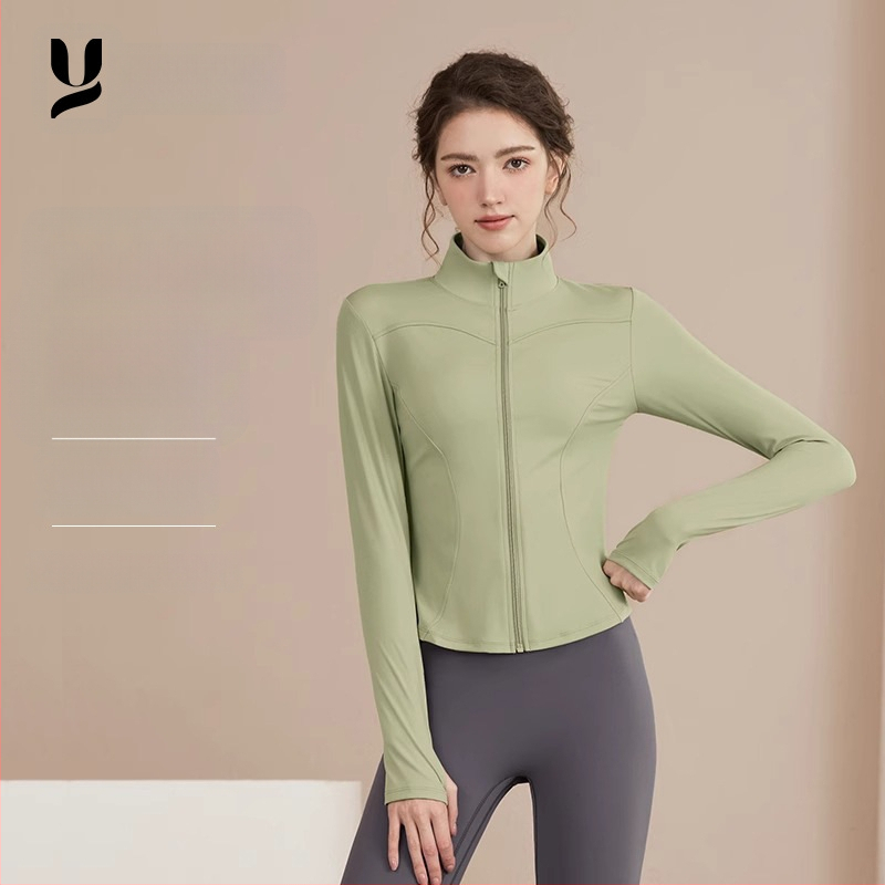 Youyou moterų jogos sportinis džemperis, siauras kirpimas, ilgomis rankovėmis, liemens ilgis, drėgmę šalinantis poliesteris