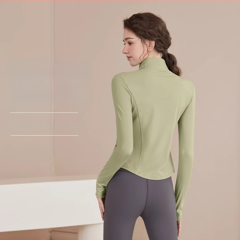 Youyou moterų jogos sportinis džemperis, siauras kirpimas, ilgomis rankovėmis, liemens ilgis, drėgmę šalinantis poliesteris