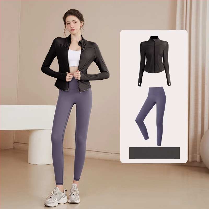 Youyou moterų jogos sportinis džemperis, siauras kirpimas, ilgomis rankovėmis, liemens ilgis, drėgmę šalinantis poliesteris