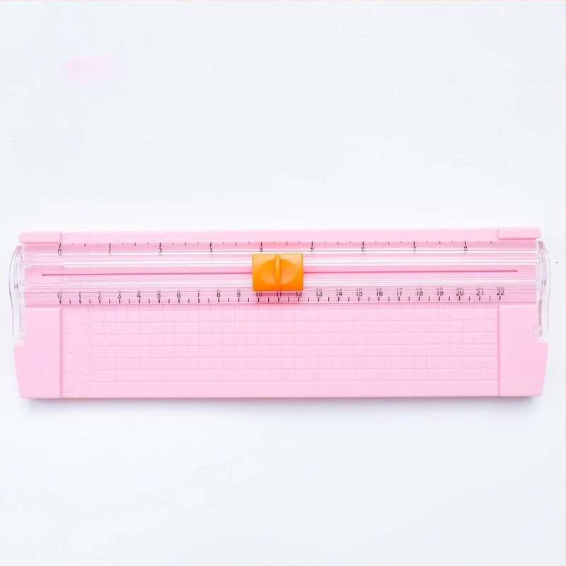 Tăietor bidirecțional de hârtie, portabil din plastic, model 857, mini tăietor cu riglă