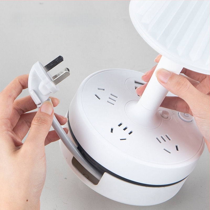 Multifunkcinė stalo lempa su įmontuota maitinimo juosta, USB įkrovimo jungtimi, LED akių apsaugos naktine šviesa ir saugojimo funkcija