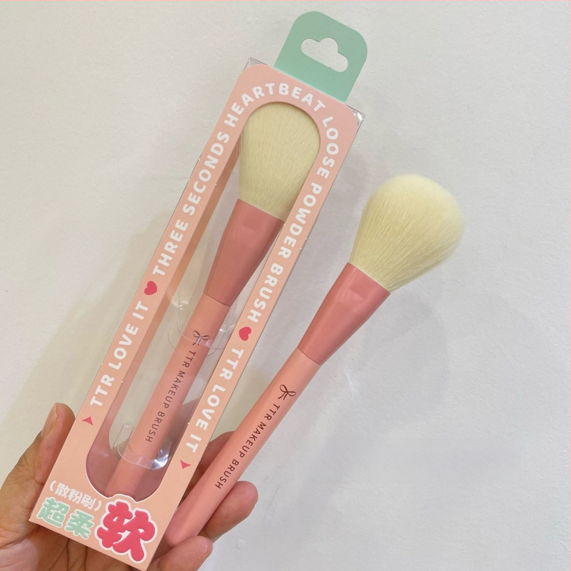 Portabilus TTR makiažo šepetėlių rinkinys – nailoninės šerelės, 1 vnt. rinkinys, daugiafunkcinis akių linijos šepetėlis ir pagrindiniai akių/ pudros šepetėliai