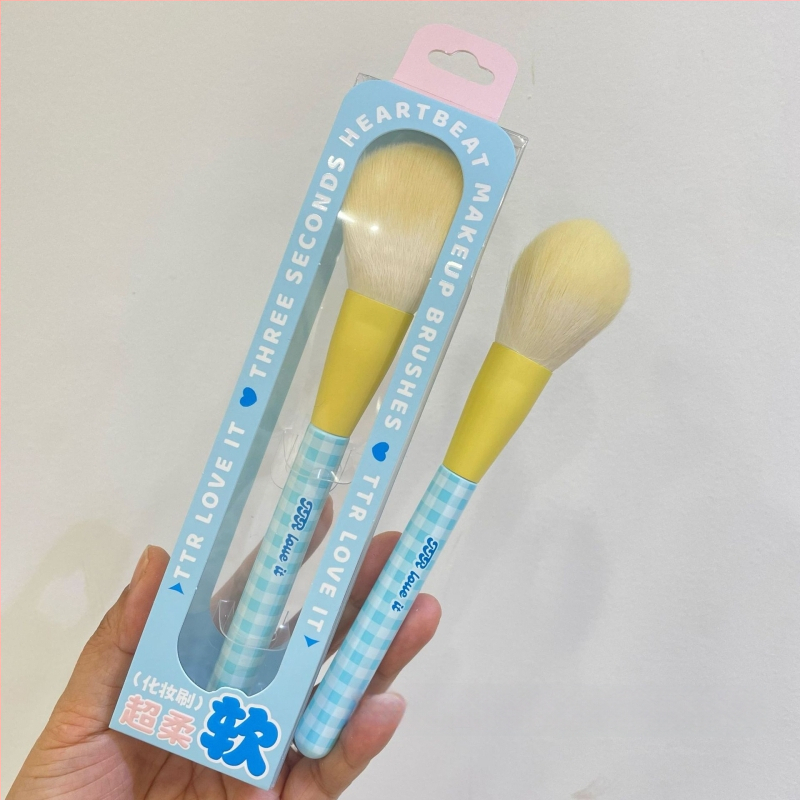 Portabilus TTR makiažo šepetėlių rinkinys – nailoninės šerelės, 1 vnt. rinkinys, daugiafunkcinis akių linijos šepetėlis ir pagrindiniai akių/ pudros šepetėliai