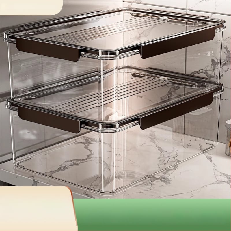 Plastikinė šaldytuvo laikymo dėžutė su dangteliu – nešiojama, sandari, išlaiko daržoves ir vaisius šviežius