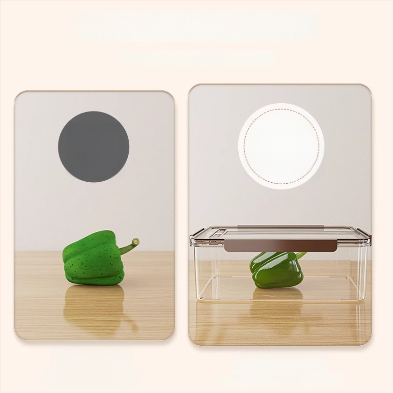 Plastikinė šaldytuvo laikymo dėžutė su dangteliu – nešiojama, sandari, išlaiko daržoves ir vaisius šviežius