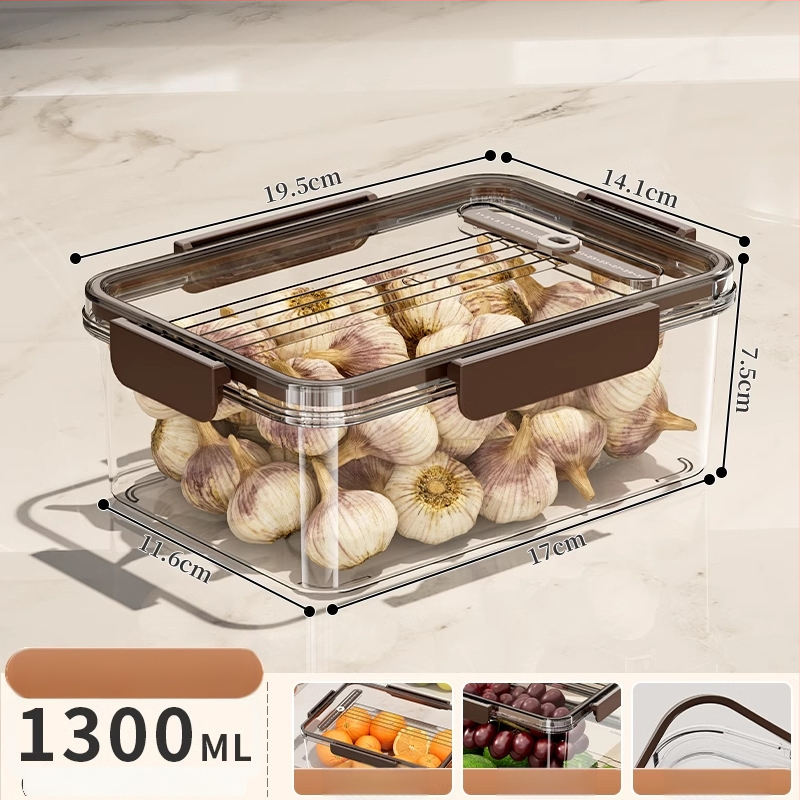 Plastikinė šaldytuvo laikymo dėžutė su dangteliu – nešiojama, sandari, išlaiko daržoves ir vaisius šviežius