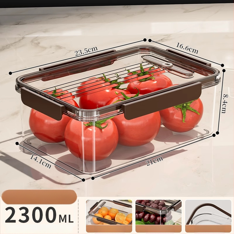 Plastikinė šaldytuvo laikymo dėžutė su dangteliu – nešiojama, sandari, išlaiko daržoves ir vaisius šviežius