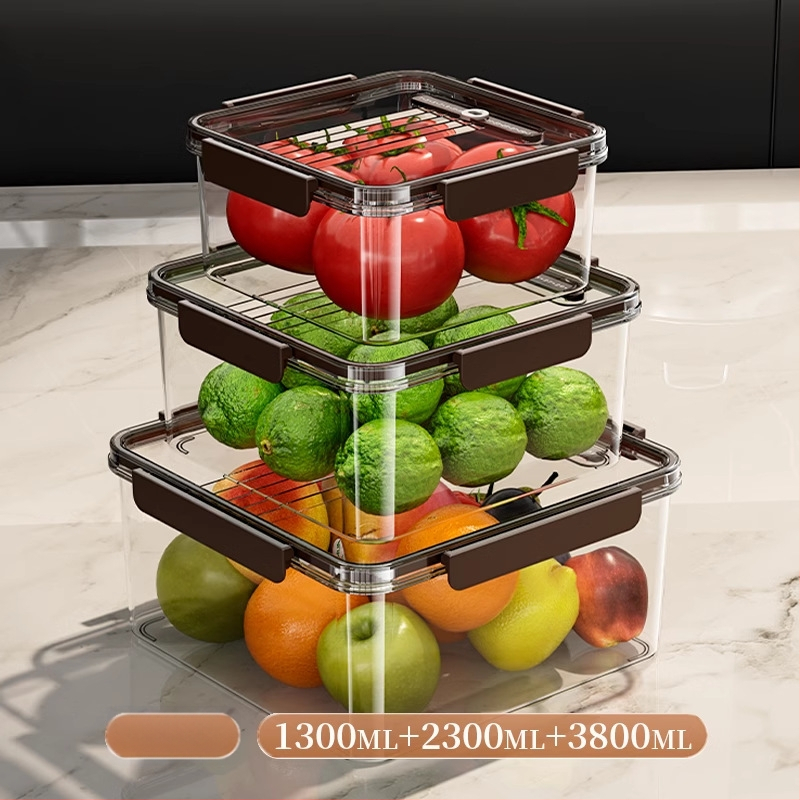 Plastikinė šaldytuvo laikymo dėžutė su dangteliu – nešiojama, sandari, išlaiko daržoves ir vaisius šviežius