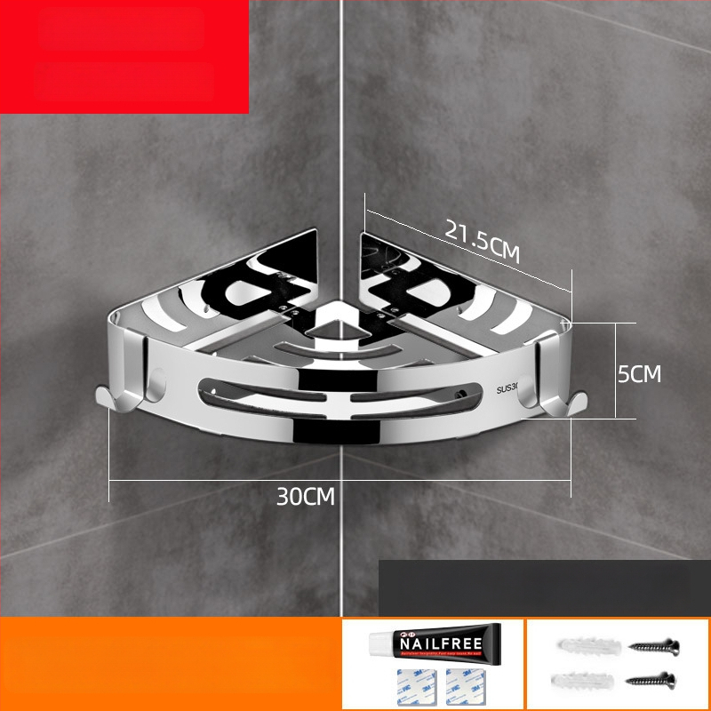 Be gręžimo 304 nerūdijančio plieno vonios kambario trikampė lentyna kampinė, veidrodinis poliravimas, apkrova 20 kg, 1–3 sluoksniai