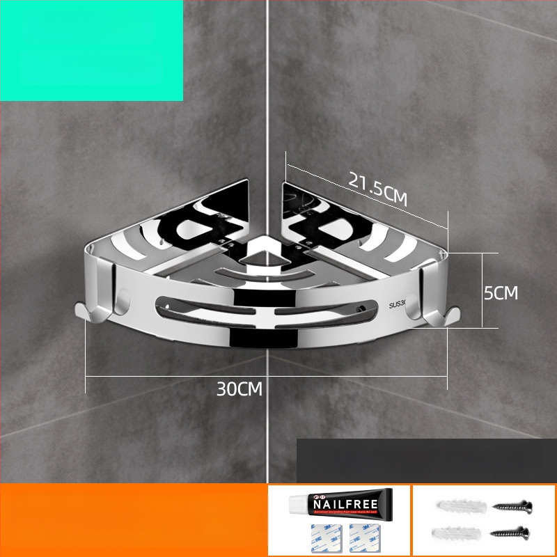 Be gręžimo 304 nerūdijančio plieno vonios kambario trikampė lentyna kampinė, veidrodinis poliravimas, apkrova 20 kg, 1–3 sluoksniai