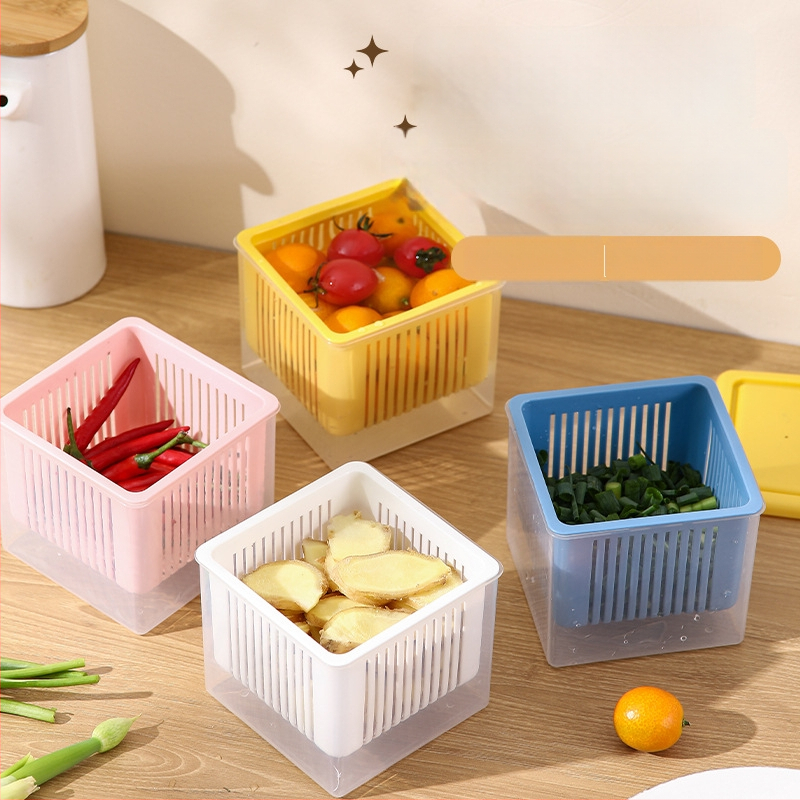 Imbierų, česnako ir žaliojo svogūno laikymo dėžė – kvapų neutralizavimas, drenažas, skaidri, PP medžiaga