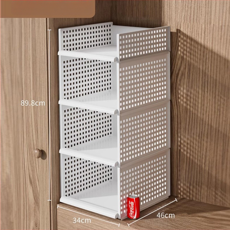 Plastikust riidekapi korraldaja kihiliste eraldajatega, virnastatavate korvidega sahtlitega suur kapp, jaapani stiil