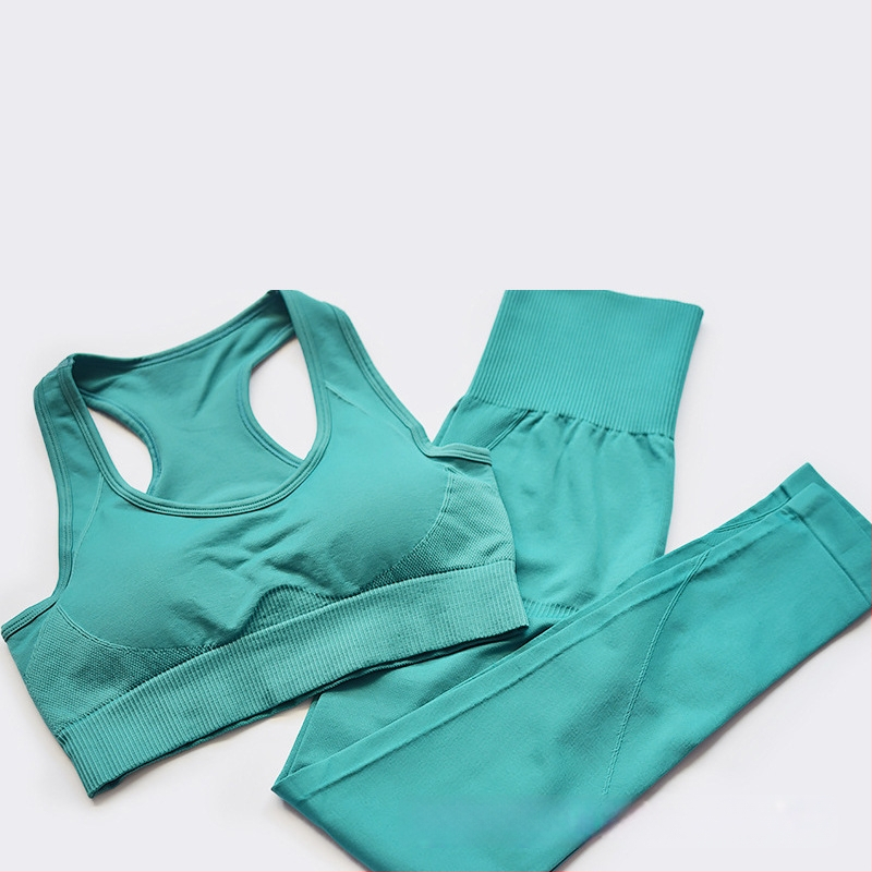 Set de yoga din două părți, fără cusături, pentru femei – top cu mâneci scurte și pantaloni, respirabil, ultra-ușor, absorbție a umidității, amestec bumbac-nylon