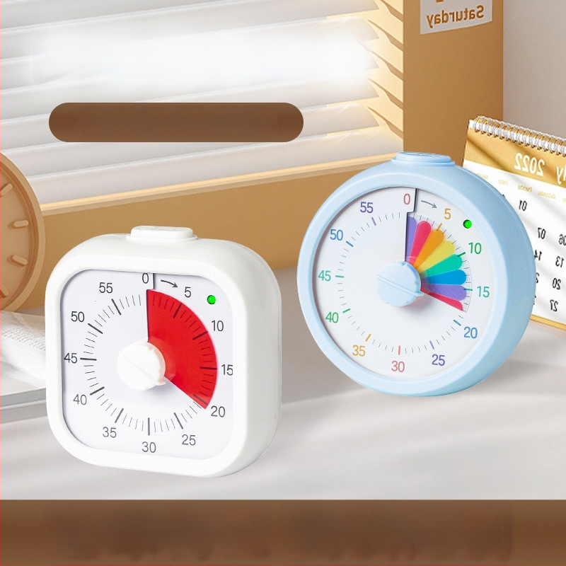 Cronometru vizual pentru copii cu numărătoare inversă și alarmă — carcasă pătrată din ABS, mișcare cuarț, afișaj analogic + digital, cronograf