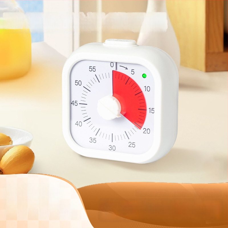 Cronometru vizual pentru copii cu numărătoare inversă și alarmă — carcasă pătrată din ABS, mișcare cuarț, afișaj analogic + digital, cronograf