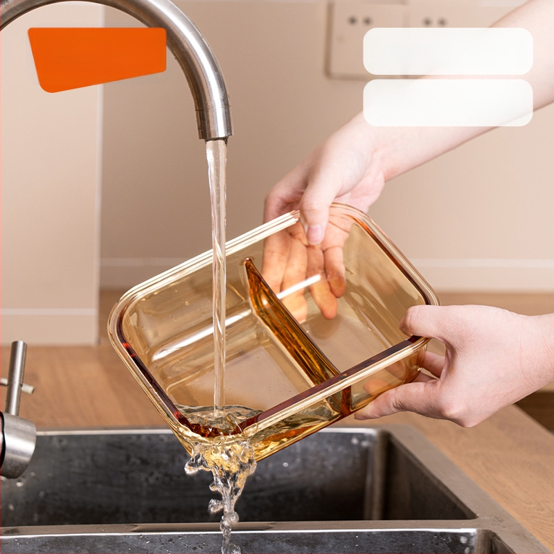 Stiklinė pietų dėžutė (borosilicate, izoliota, mikrobangoms tinkama, 800–1000 ml, kvadratinė)