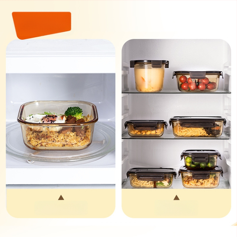 Stiklinė pietų dėžutė (borosilicate, izoliota, mikrobangoms tinkama, 800–1000 ml, kvadratinė)