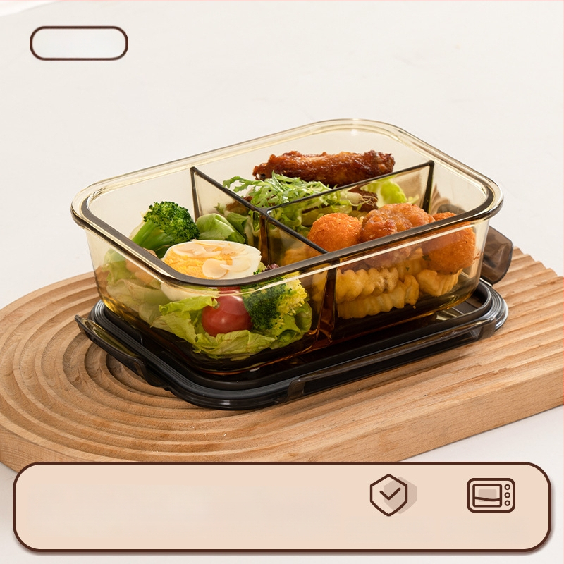 Stiklinė pietų dėžutė (borosilicate, izoliota, mikrobangoms tinkama, 800–1000 ml, kvadratinė)