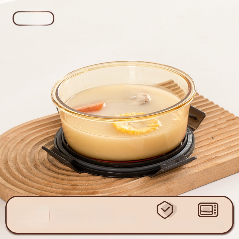 Stiklinė pietų dėžutė (borosilicate, izoliota, mikrobangoms tinkama, 800–1000 ml, kvadratinė)