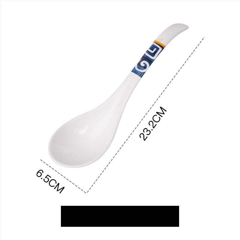 Keramická lyžička na polievku s kvetinovým vzorom, retro štýl, tlač loga.