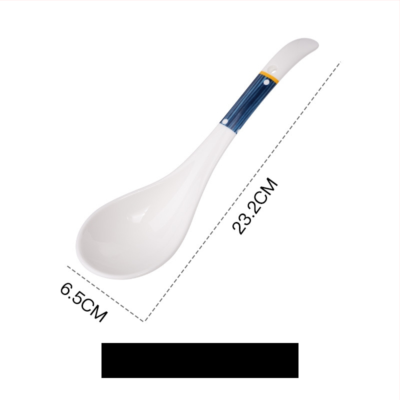 Keramická lyžička na polievku s kvetinovým vzorom, retro štýl, tlač loga.