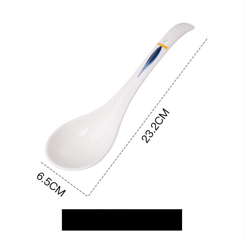 Keramická lyžička na polievku s kvetinovým vzorom, retro štýl, tlač loga.