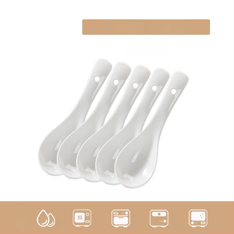 Sada keramických lyžíc na polievku, minimalistický štýl, AB-1452, vhodná na polievku a ryžovú kašu