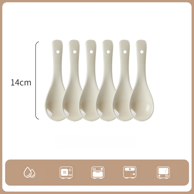 Sada keramických lyžíc na polievku, minimalistický štýl, AB-1452, vhodná na polievku a ryžovú kašu