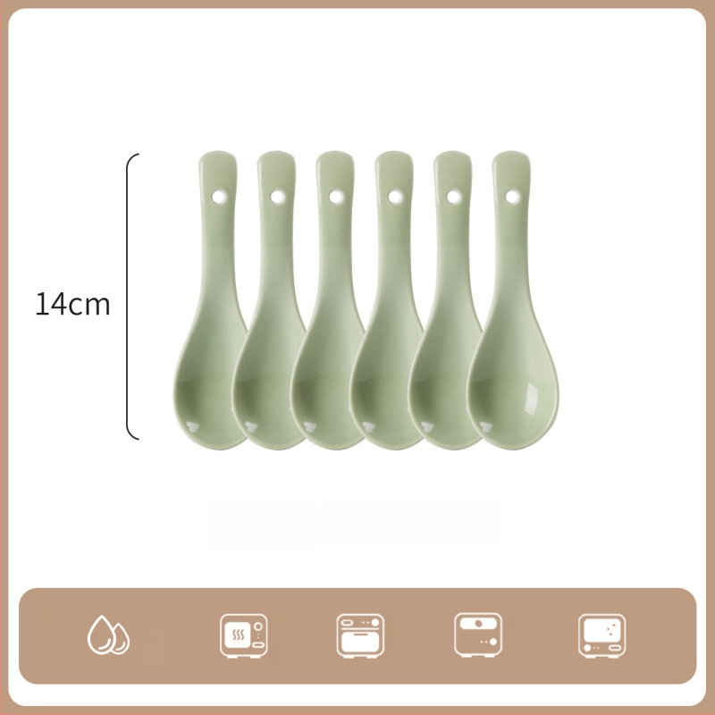 Sada keramických lyžíc na polievku, minimalistický štýl, AB-1452, vhodná na polievku a ryžovú kašu